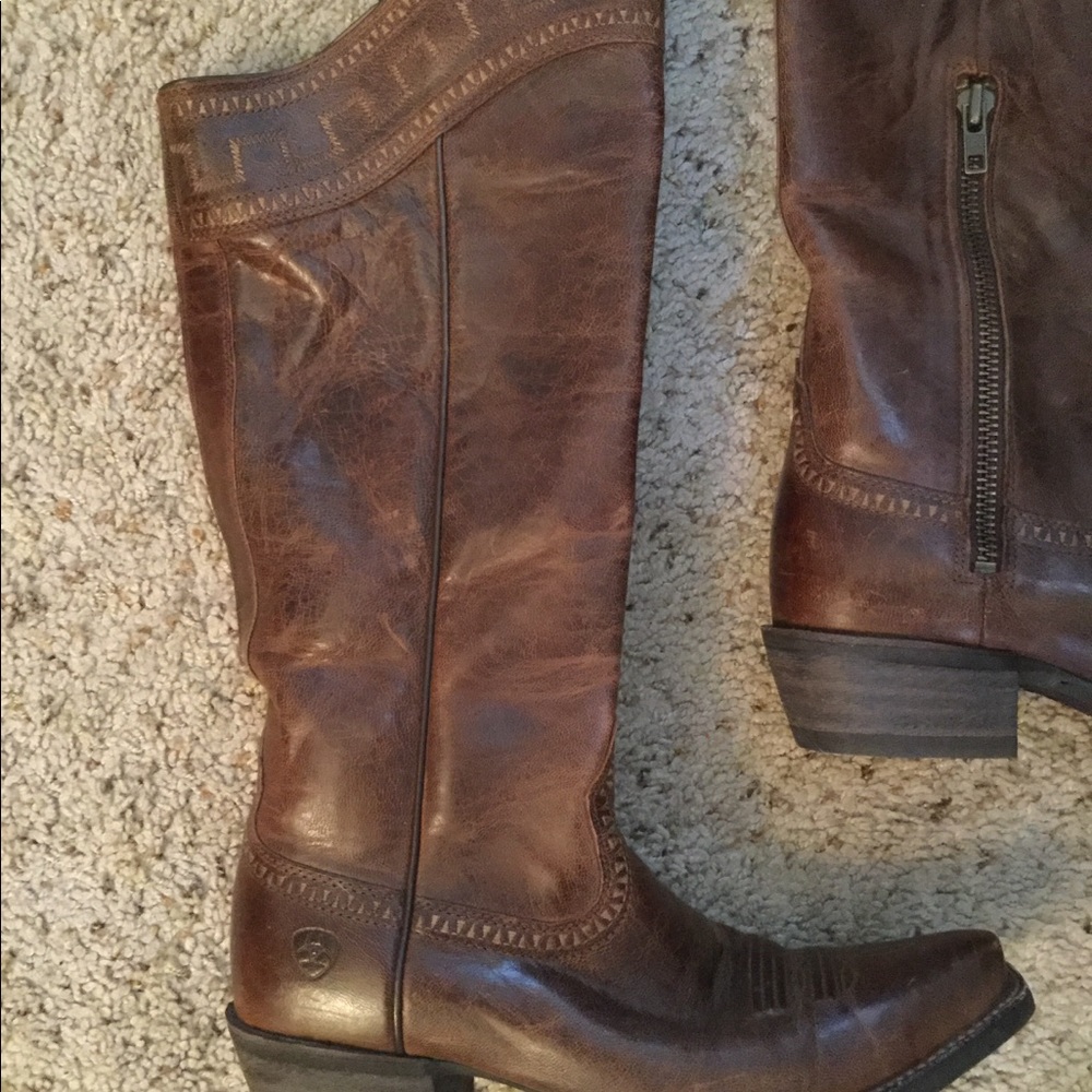 ARIAT SAHARA BROWN LEATHER COWBOY BOOTS, NWOT - Picture 2 of 7